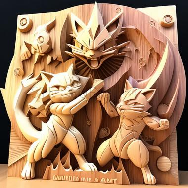 3D model Meowth Colress and Team Rivalry Rocket dan VS Plasma da (STL)